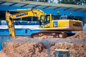 excavator at a construction site